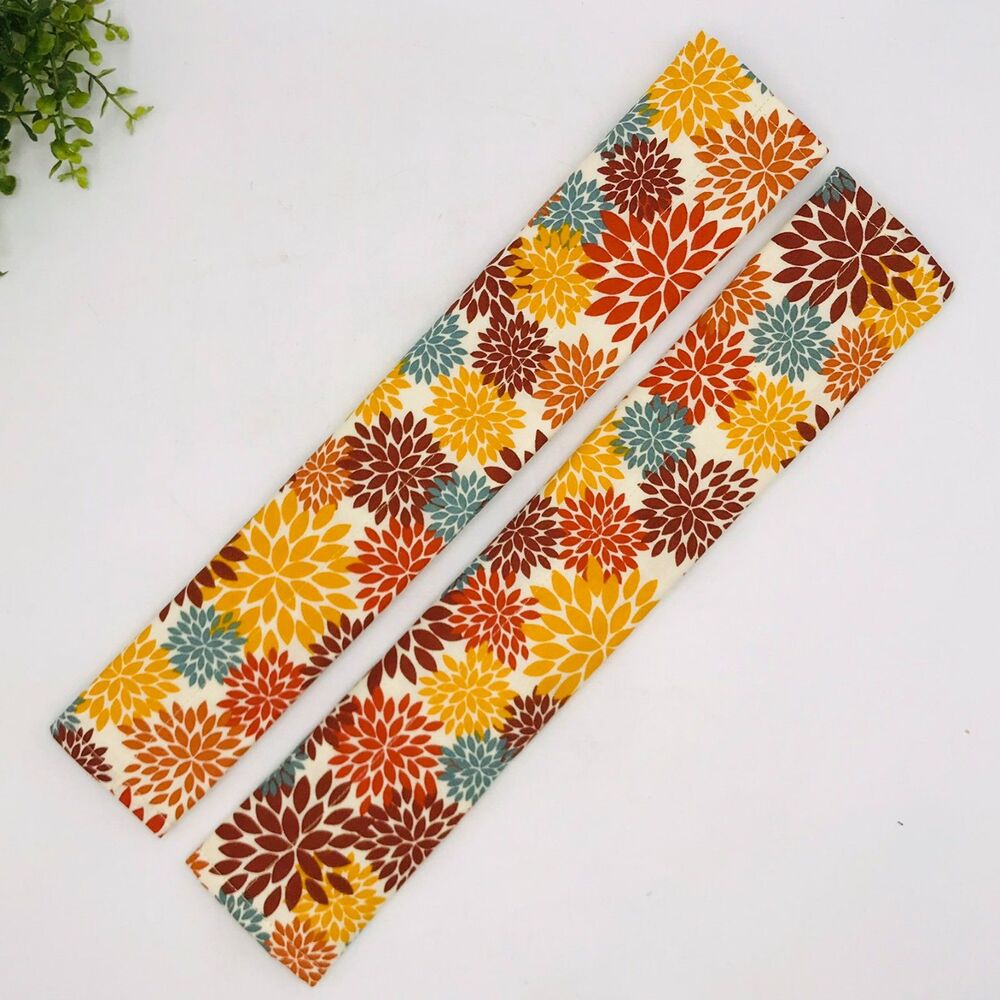 Set of 2 Refrigerator Handle Covers, Reversible, Fall Florals Orange 14x5